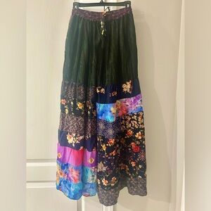 Kathmandu Imports Boho Patchwork Flowy Wide Leg Pants Size Small